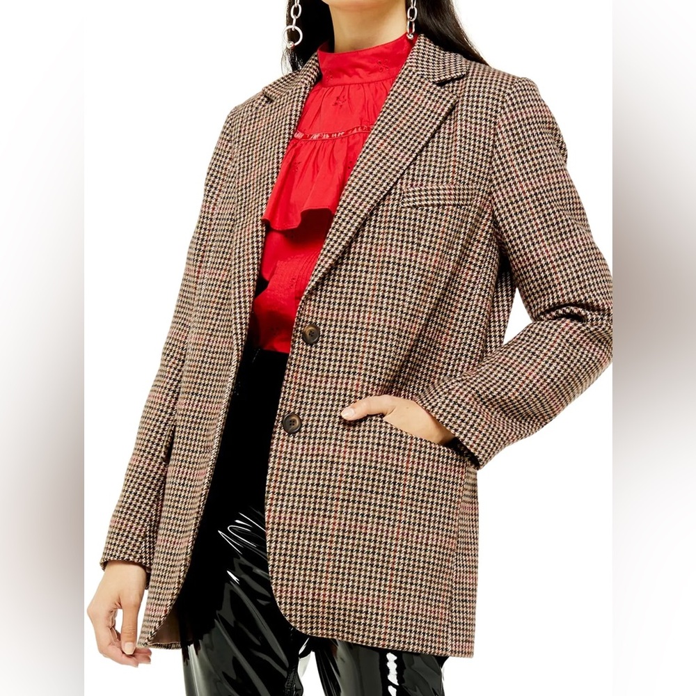 Topshop herringbone wool-blend blazer (UK 10)